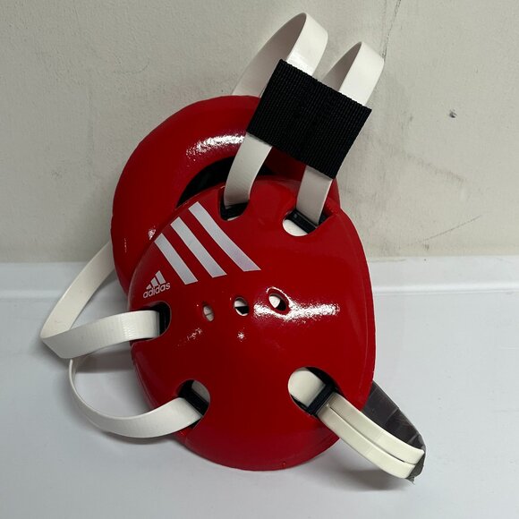 Adidas Response Wrestling Headgear Head Protection Red White Pre-owned - Picture 1 of 5